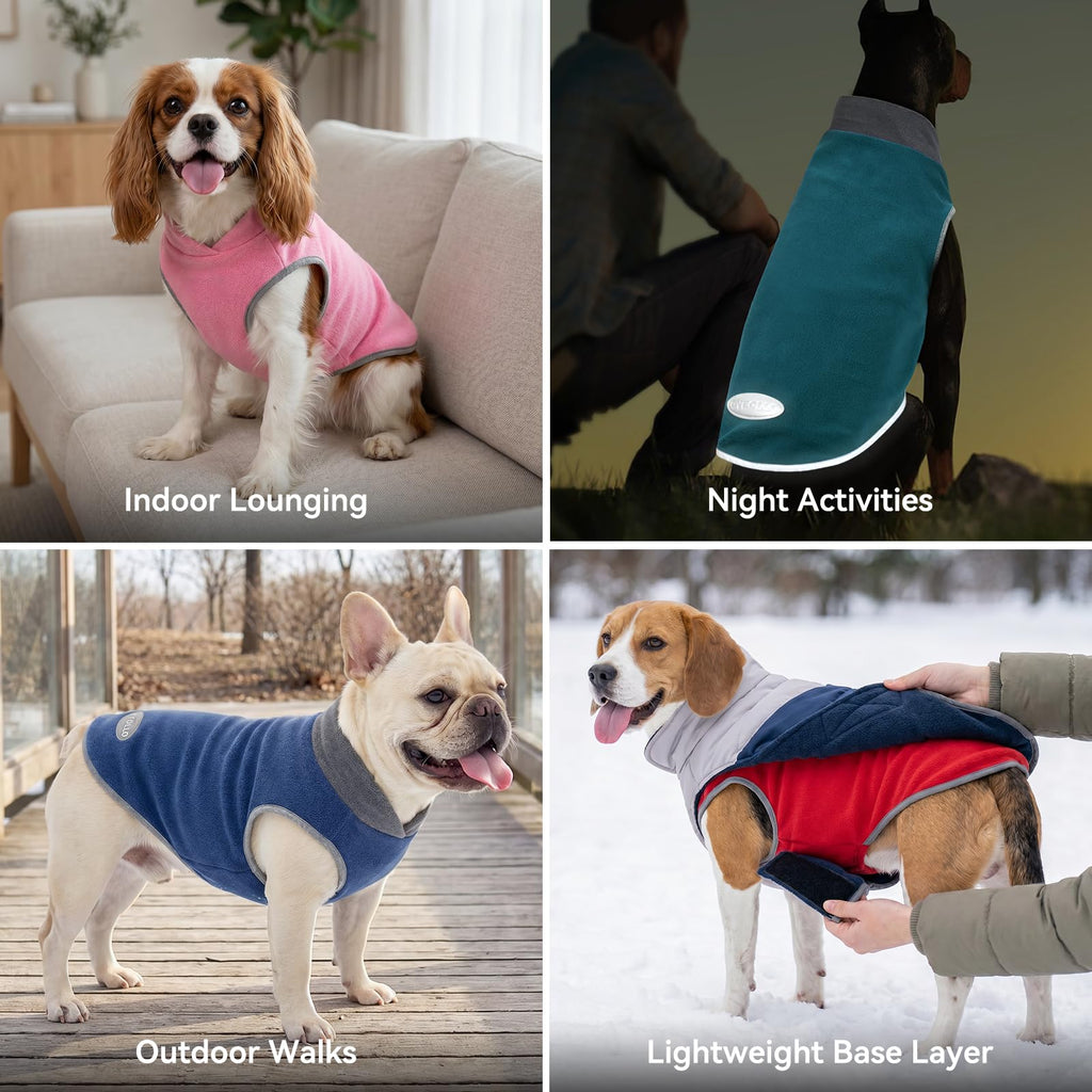 cyeollo 2 Pack Fleece Dog Sweater Pullover Lightweight Reflective Jacket
