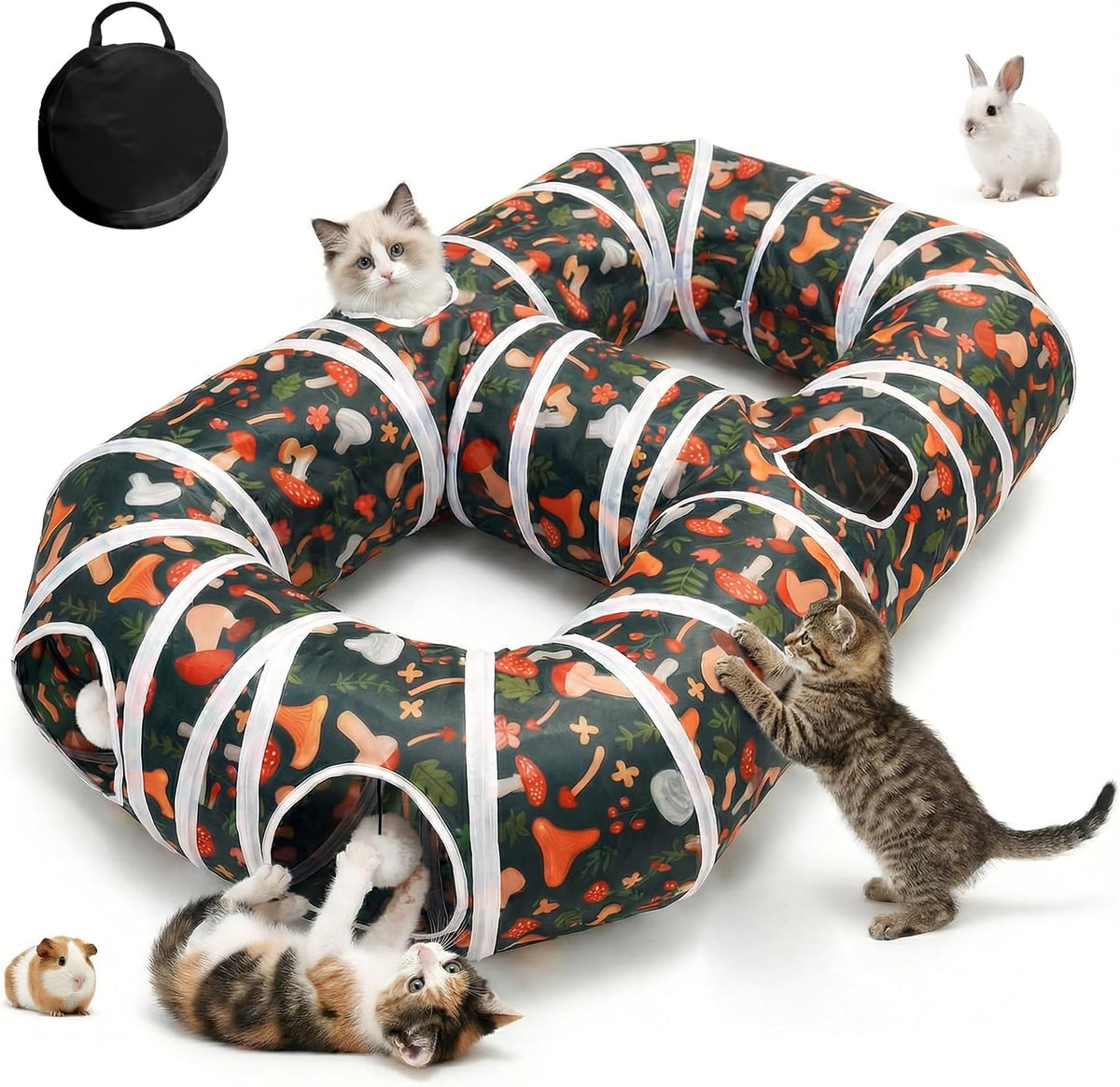 Cat Tunnel for Indoor Entertainment, Tear-Resistant Cat Play Tube with Play Ball, Collapsible Pet Tube with Interactive 