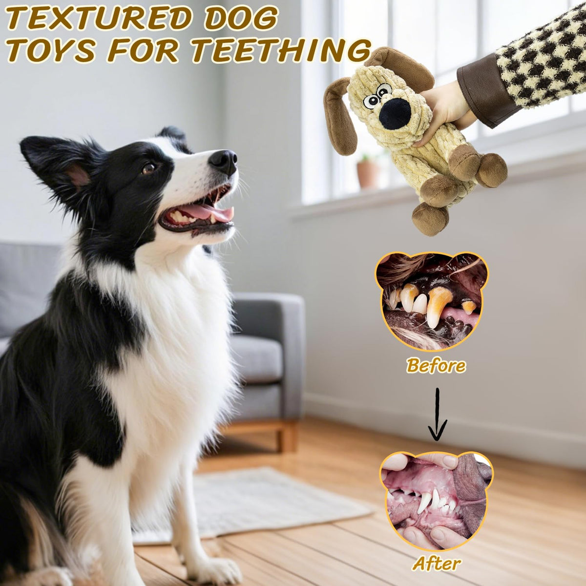 MeetYooo Squeaky Stuffed Dog Toys, Chew Dog for Large Medium Small Breeds