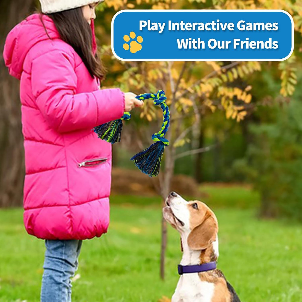 WDZZHOT [2 Pack] Dog Rope Toys, Dog Chew Toy for Medium and Small Dogs, 3 Knots Heavy Duty Puppy Rope Toy, 100% Cotton T