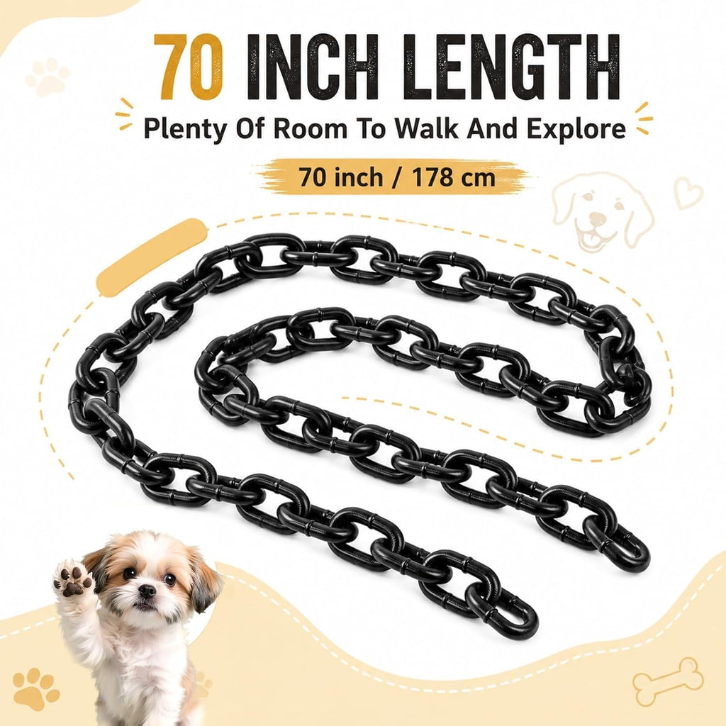 Fake Big Chain Dog Leash for Small Dogs & Cats, 75 Inch，Grey