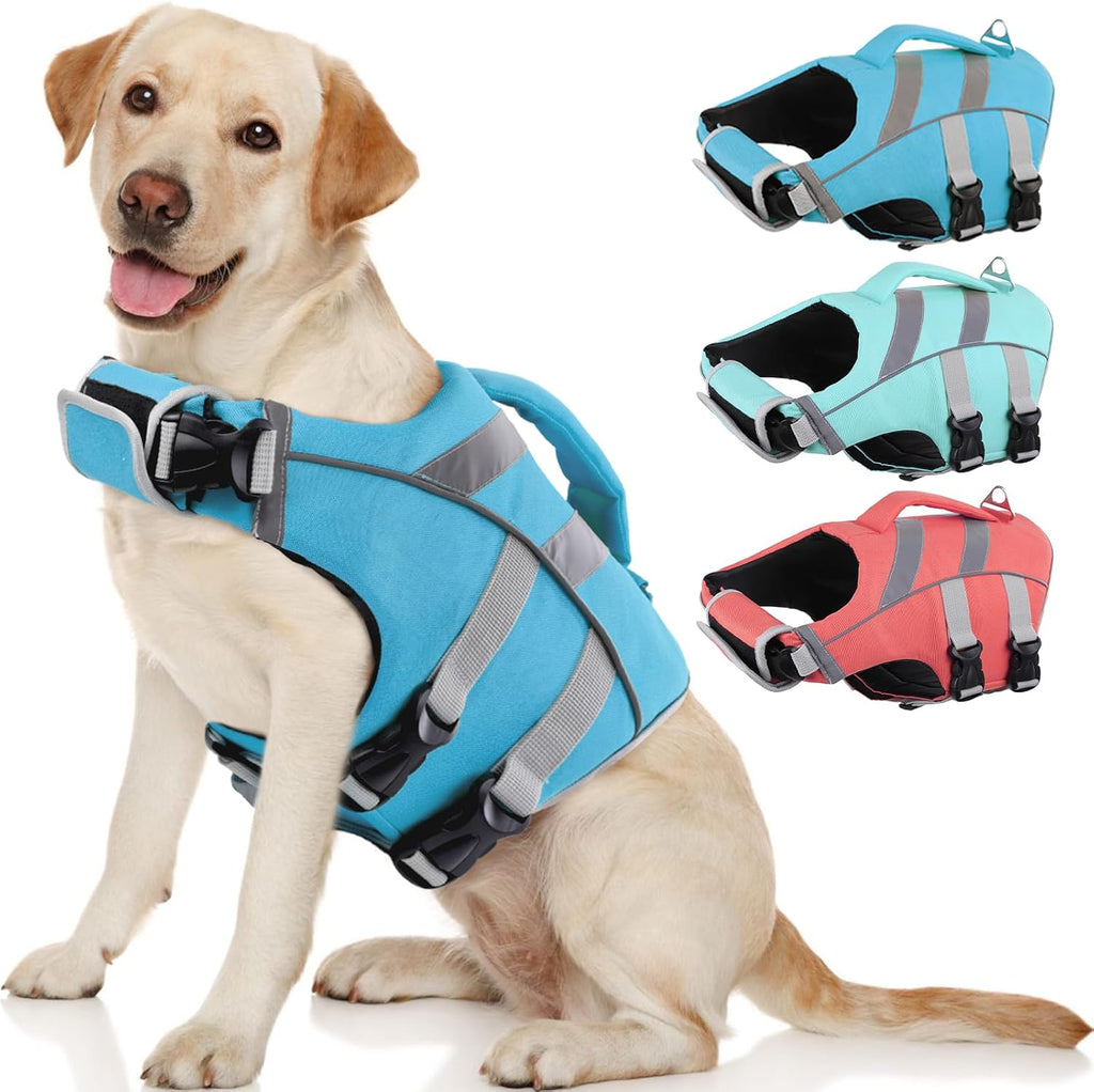 Kuoser Reflective Dog Life Jacket, Dog Life Vest for Swimming Boating