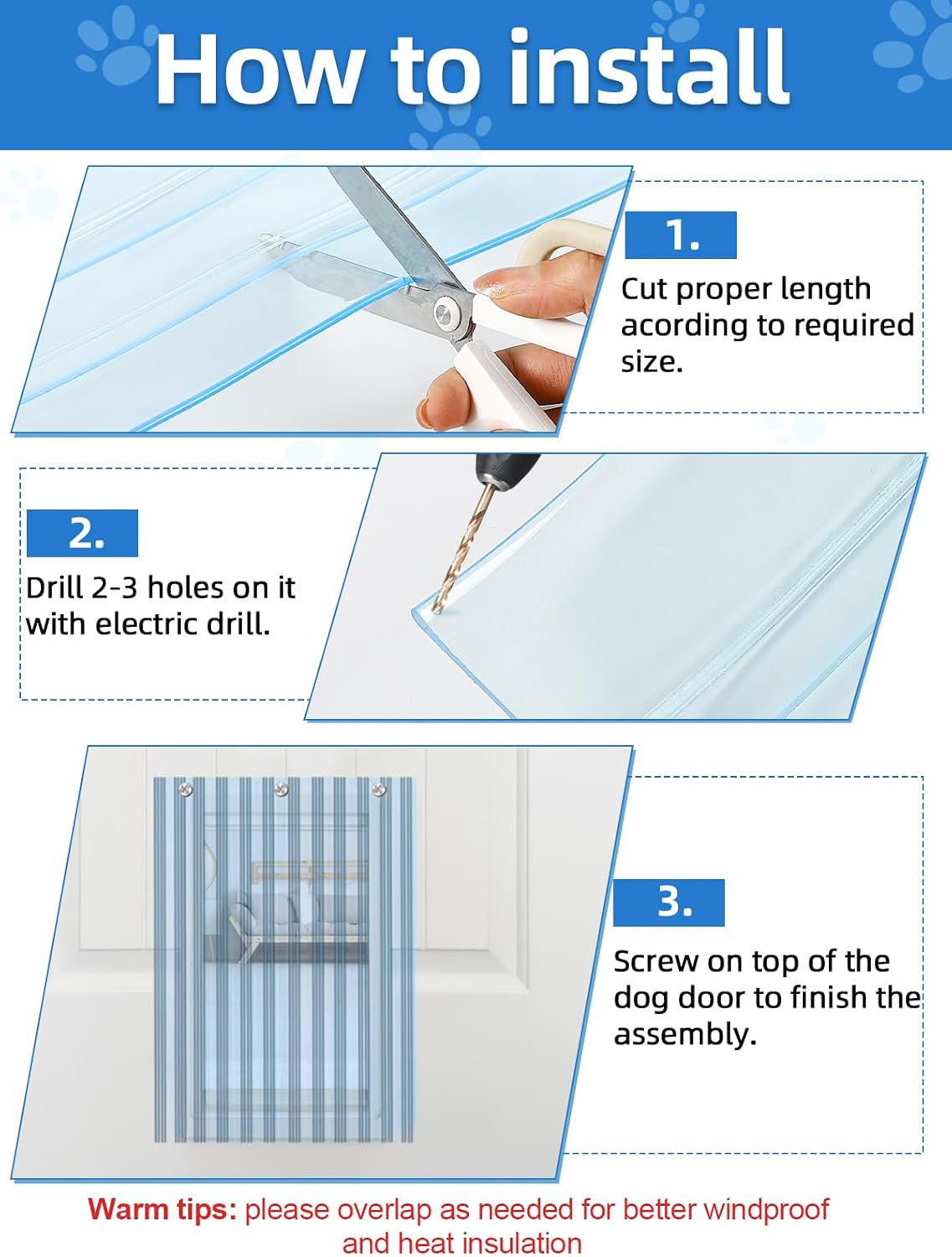 15.7in x 4.9ft Door Replacement Flaps for Dog House