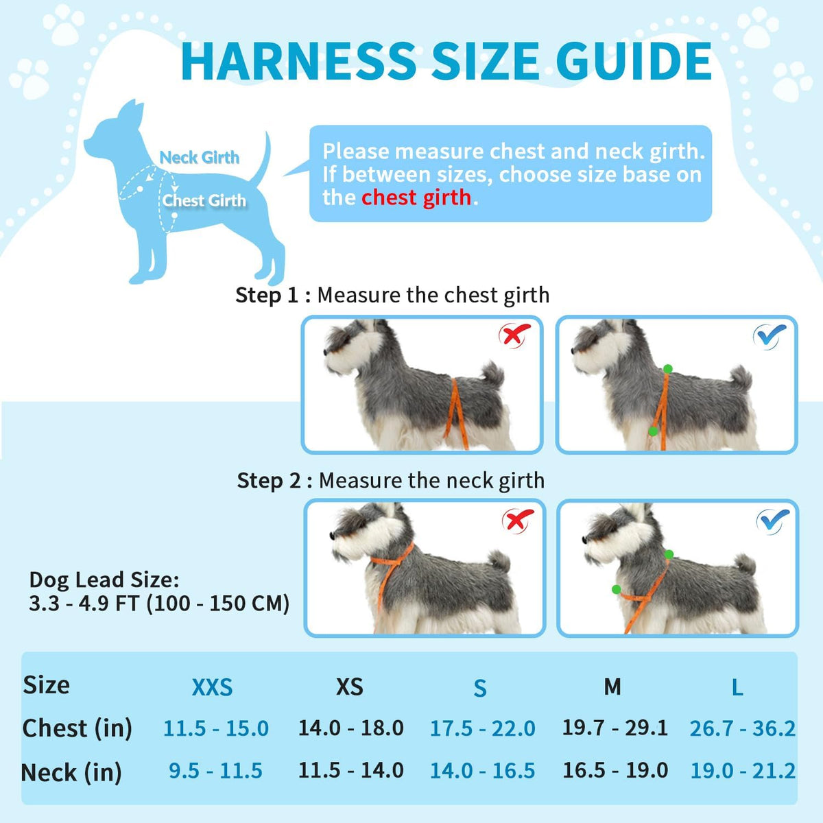 Lukovee Small Dog Harness and Leash Set, No Pull Soft Padded, 4ft Leash, XS
