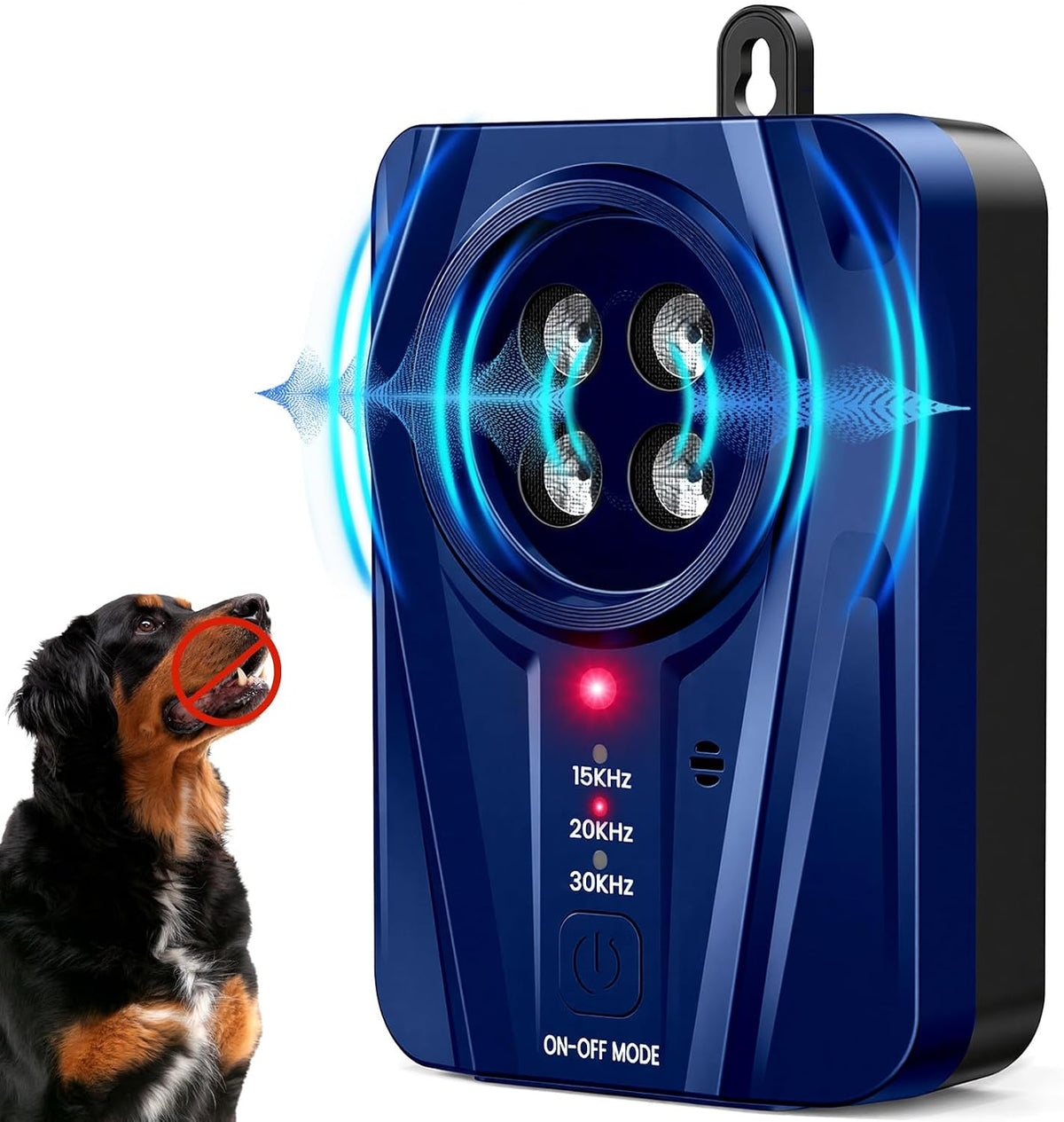 Dog Bark Deterrent Devices, Automatic Anti Barking Device with 4 Ultrasonic Transmitters Long Range 50FT, 3 Mode Recharg