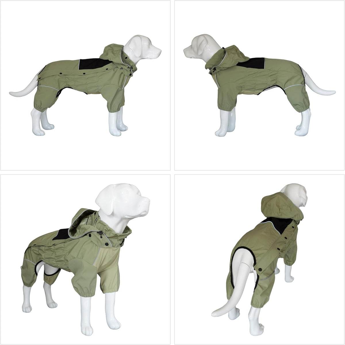 LOVELONGLONG Waterproof Dog Raincoat with Removable Hood – Outdoor Full Body Dog Jacket, Windproof Snowproof Shell Suit 