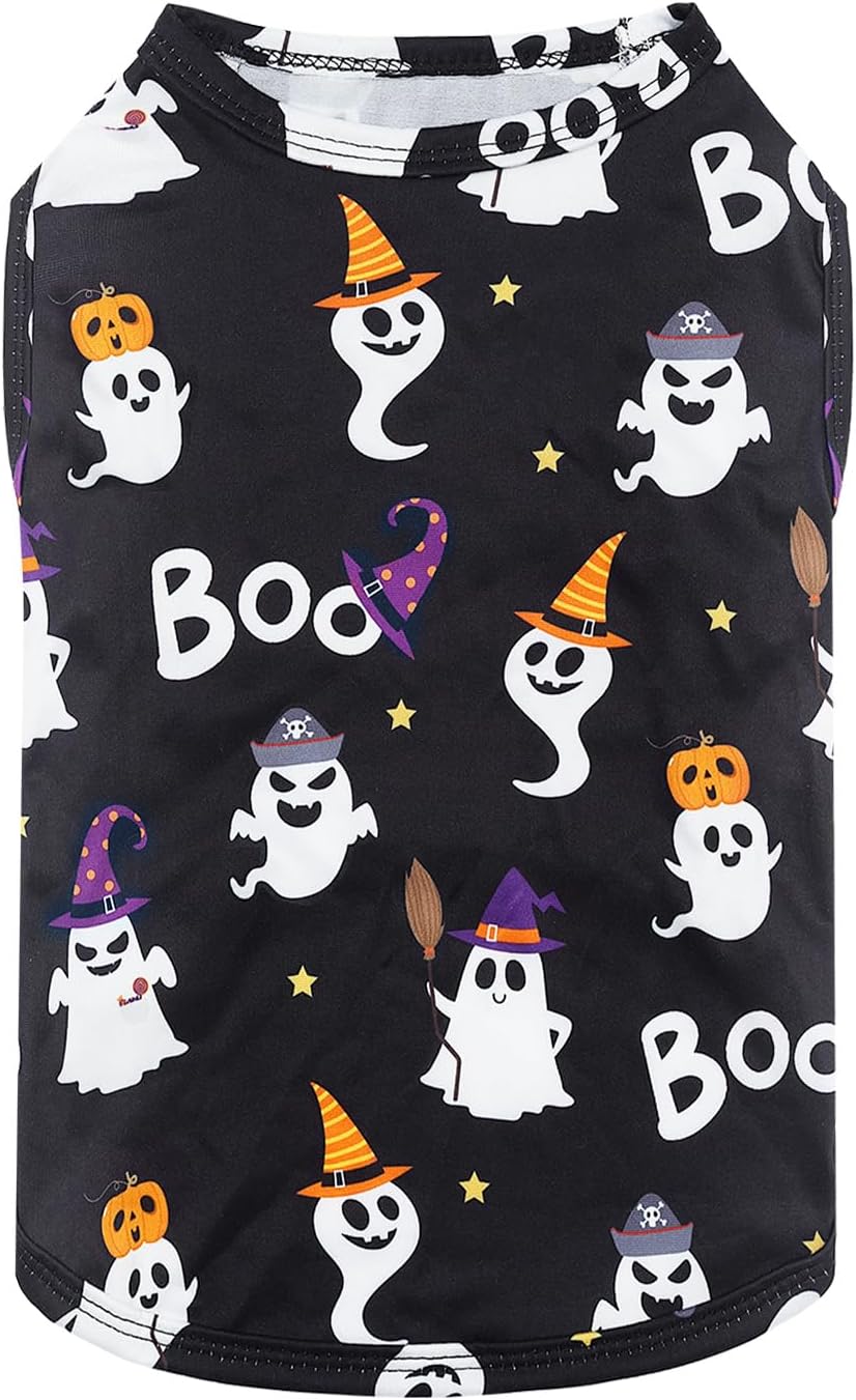 CuteBone Halloween Dog Shirts 2-Pack Soft Pet Clothes Breathable Summer Vest for Small Puppy and Stretchy Cat Apparel