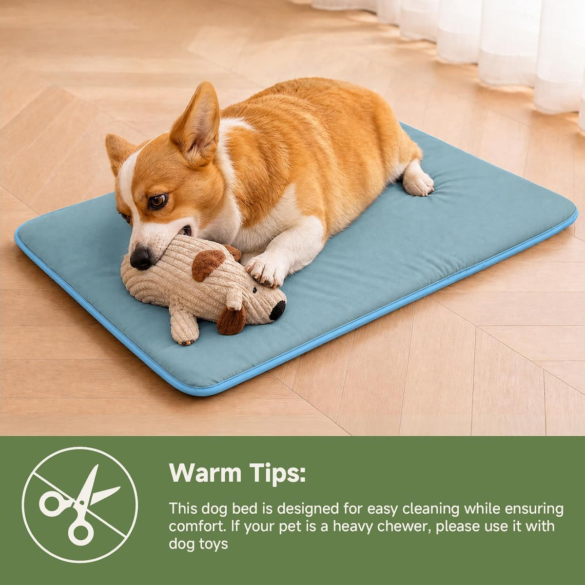 Outdoor XL Dog Crate Pad Bed, Waterproof Wipeable Mat, 41", Dusty Blue