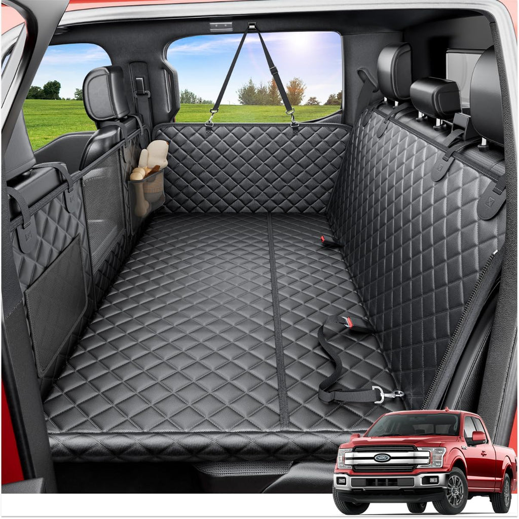Dog Truck Seat Cover for Back Seat, Hard Bottom, XL, Black