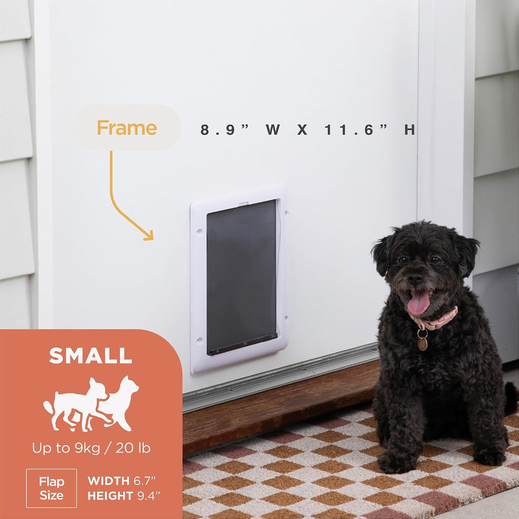 Hakuna Pets Essential Pet Door for Screens, Doors and Walls up to 2.17" Thick, for Dogs and Cats up to 11 lbs, Small, Wh