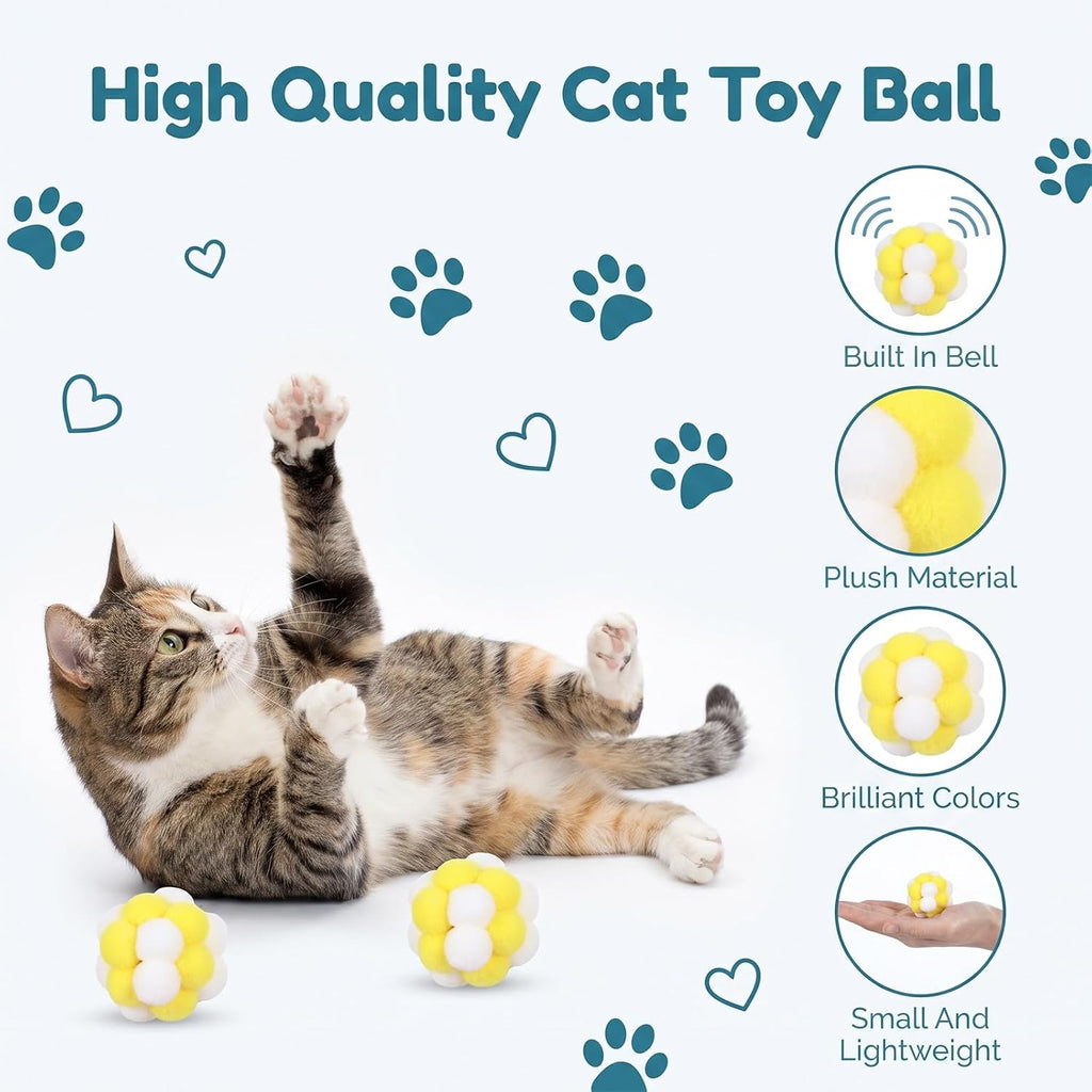7 Pcs Interactive Cat Ball Toy Cat Pom Pom Balls with Bells