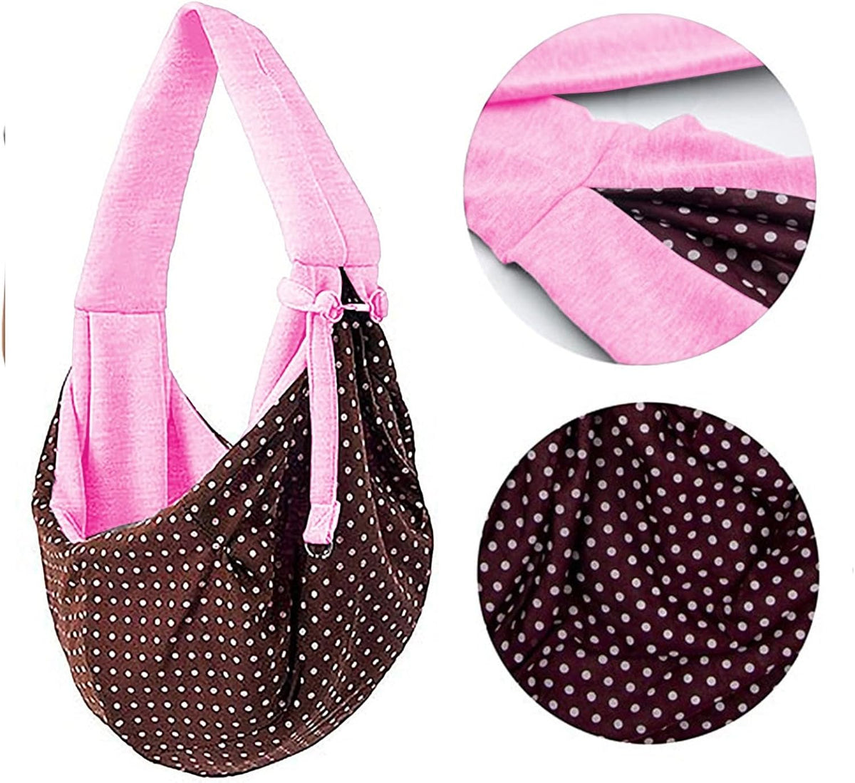 Women Men Pet Sling Carrier Bag Polka Dot Travel Tote for Cats Dogs