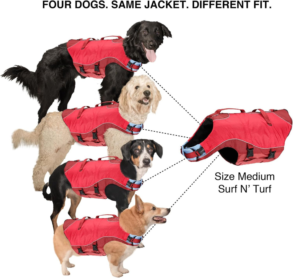 Kurgo Surf n' Turf Life Jacket, Chili Red, Medium