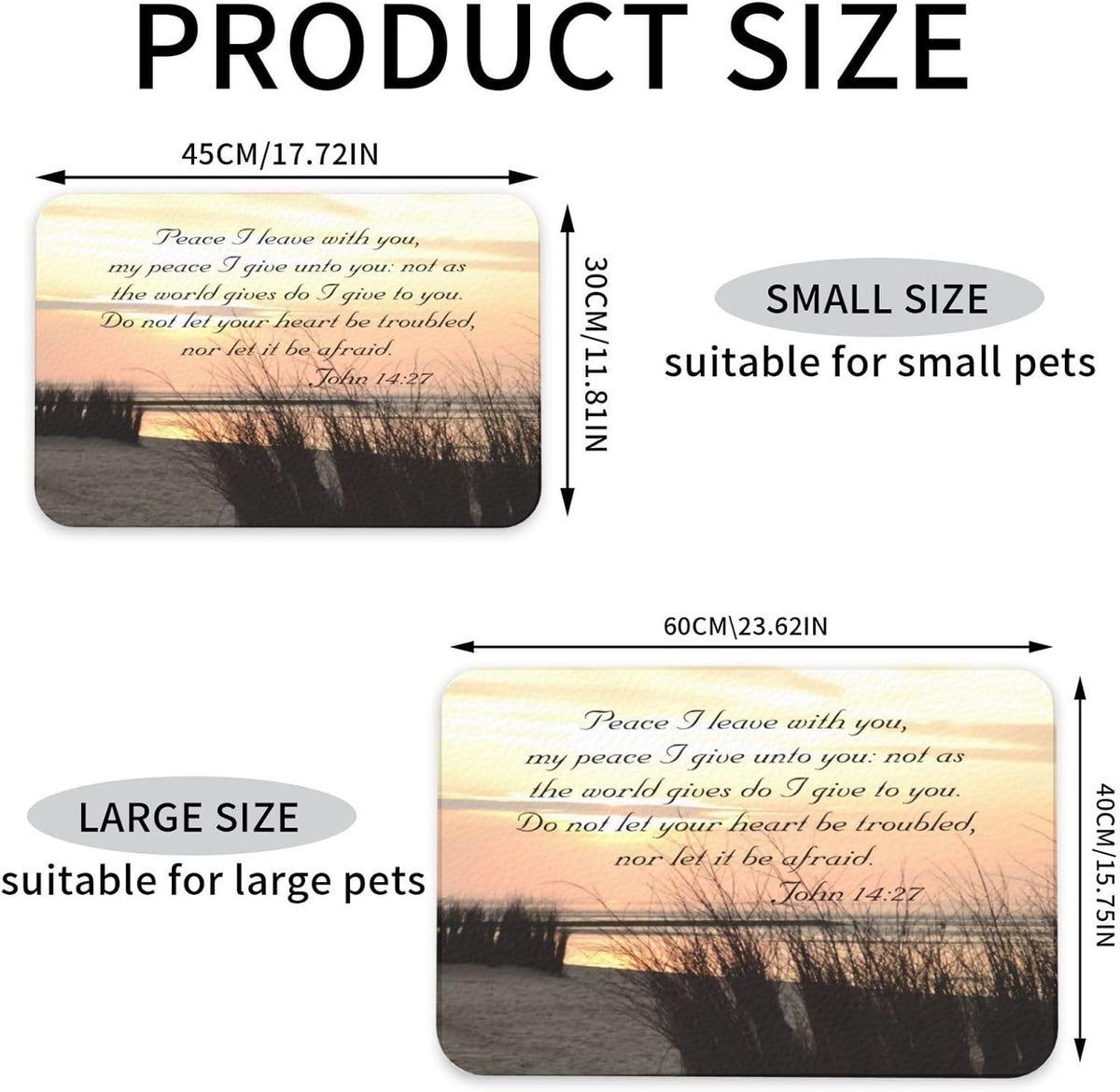 John My Peace I Give to You, Bible Verse Classic Round Cat and Dog Quick Drying Leather Pet Non Slip Placemat 30x45cm