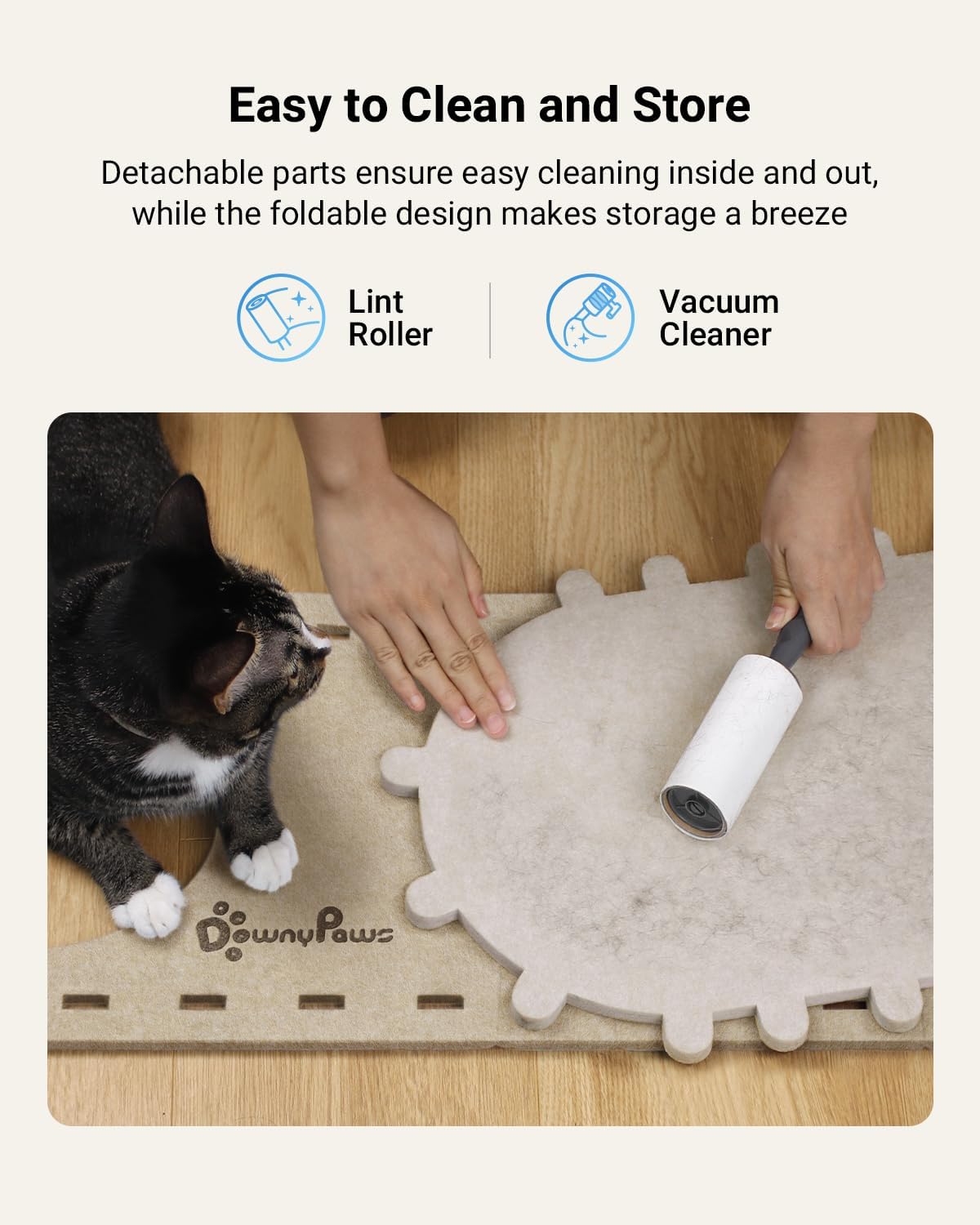 DownyPaws Cat House for Indoor Cats, Peekaboo Cat Bed Cave, Cream
