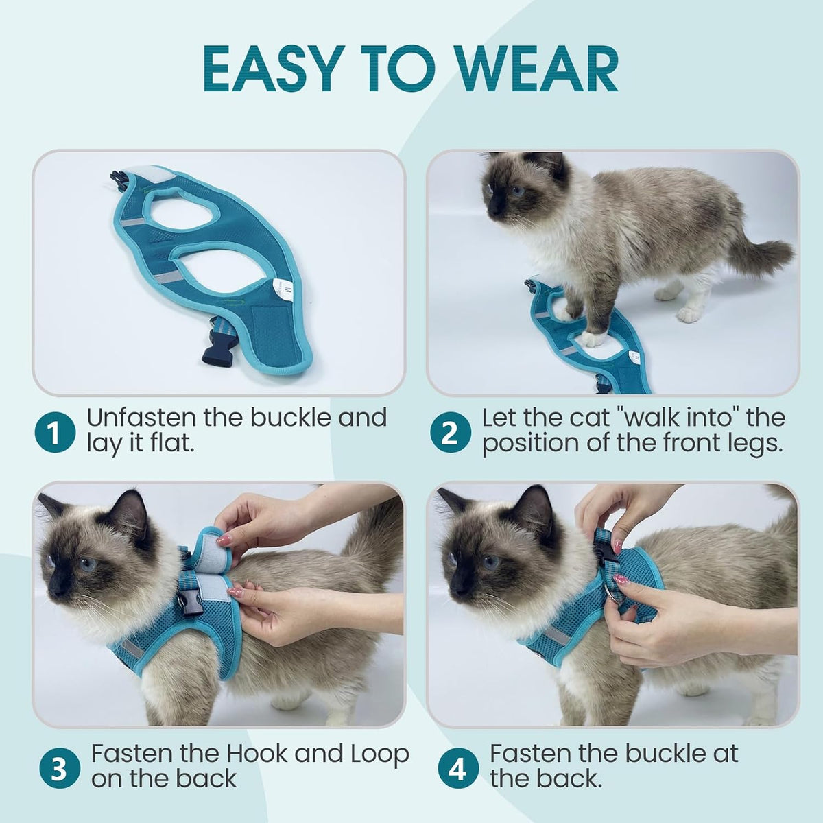 Cat Harness and Leash - Ultra Light Escape Proof Kitten Collar Cat Walking Jacket with Running Cushioning Soft and Comfo