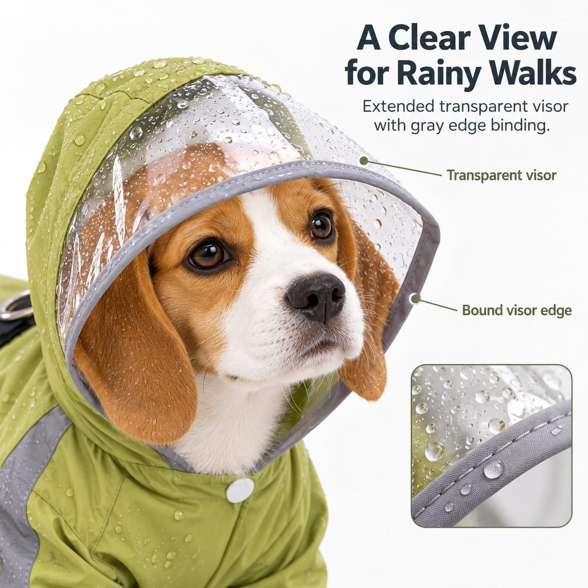 Rain Coat for Dogs - Waterproof Dog Raincoat with Harness Opening (Green,Medium)