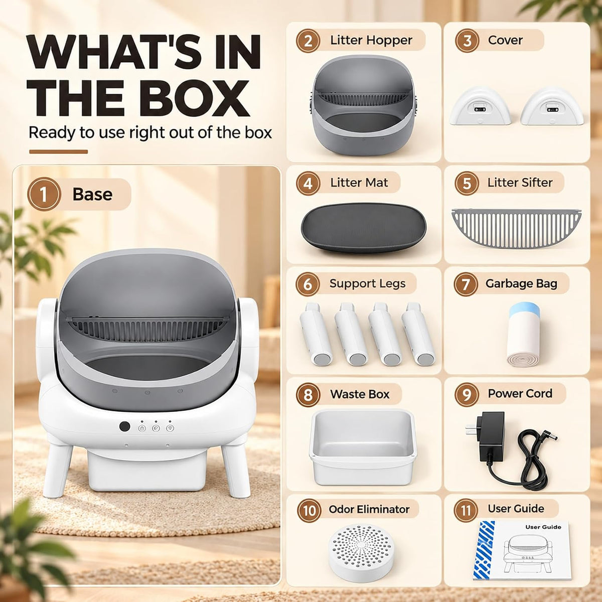 Cumrige Self Cleaning Litter Box, Open Top Automatic Litter Box