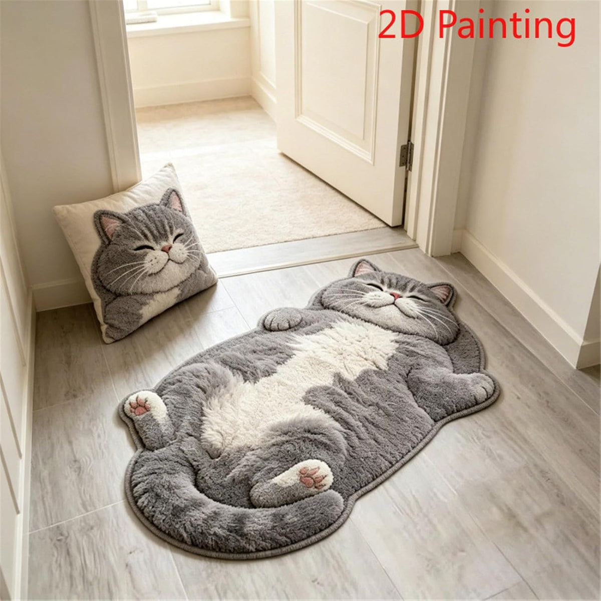 Soft Cats Floor Mat, Sleeping Feline Entryway Area Rug，E：50 * 80