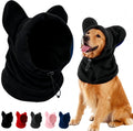 Dog Snood Winter Hood with Ear Protection, Fleece Neck Warmer for Dogs, (Black, Small)