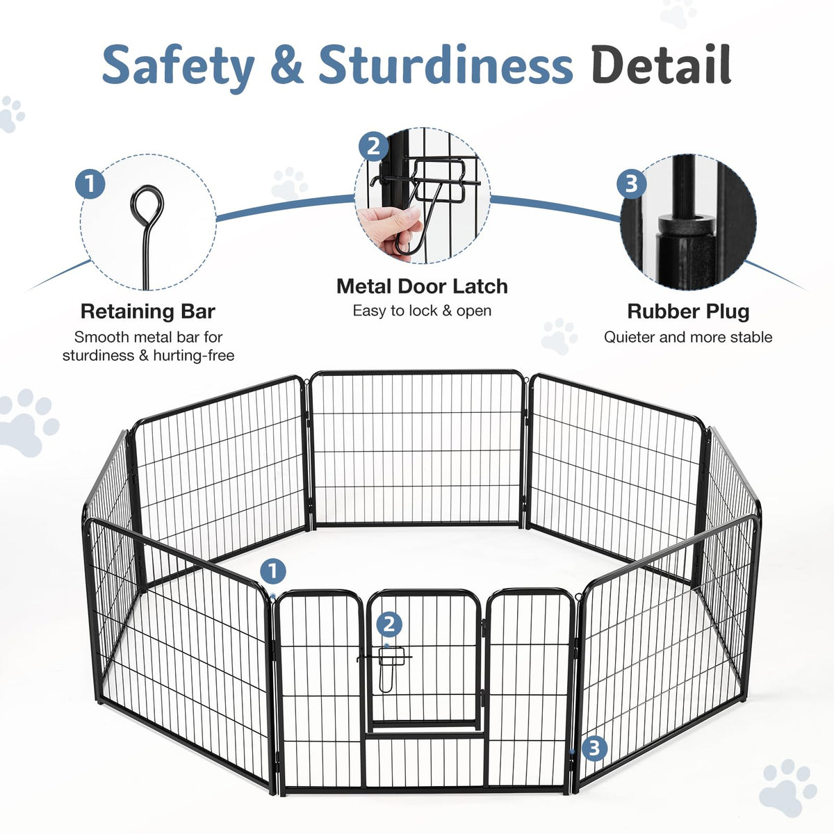 DUMOS Dog Playpen 24 Inch 8 Panels Indoor Outdoor Metal Pet Fence