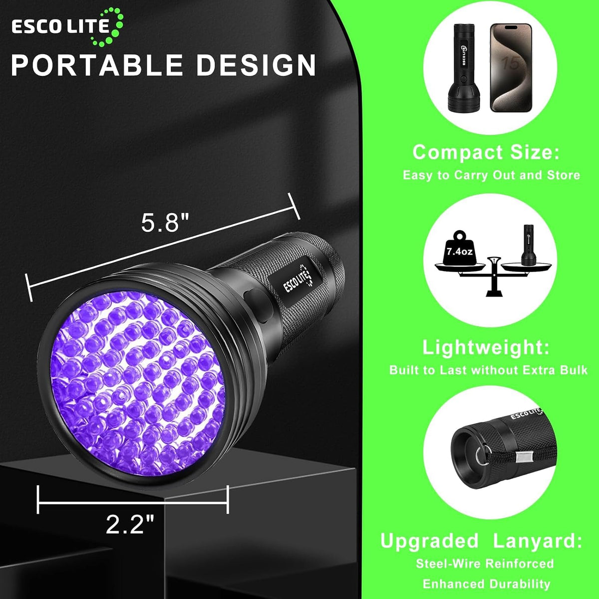 UV Flashlights Black Light for Pet Urine Detection 51 LED Blacklight Flashlight for Dog Cat Stains, UV Light Flashlight 