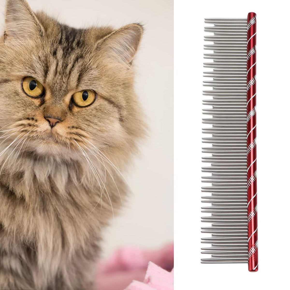 HURRISE Cat Hair Removal Cat Hair Removal Comb with Stainless Steel Teeth