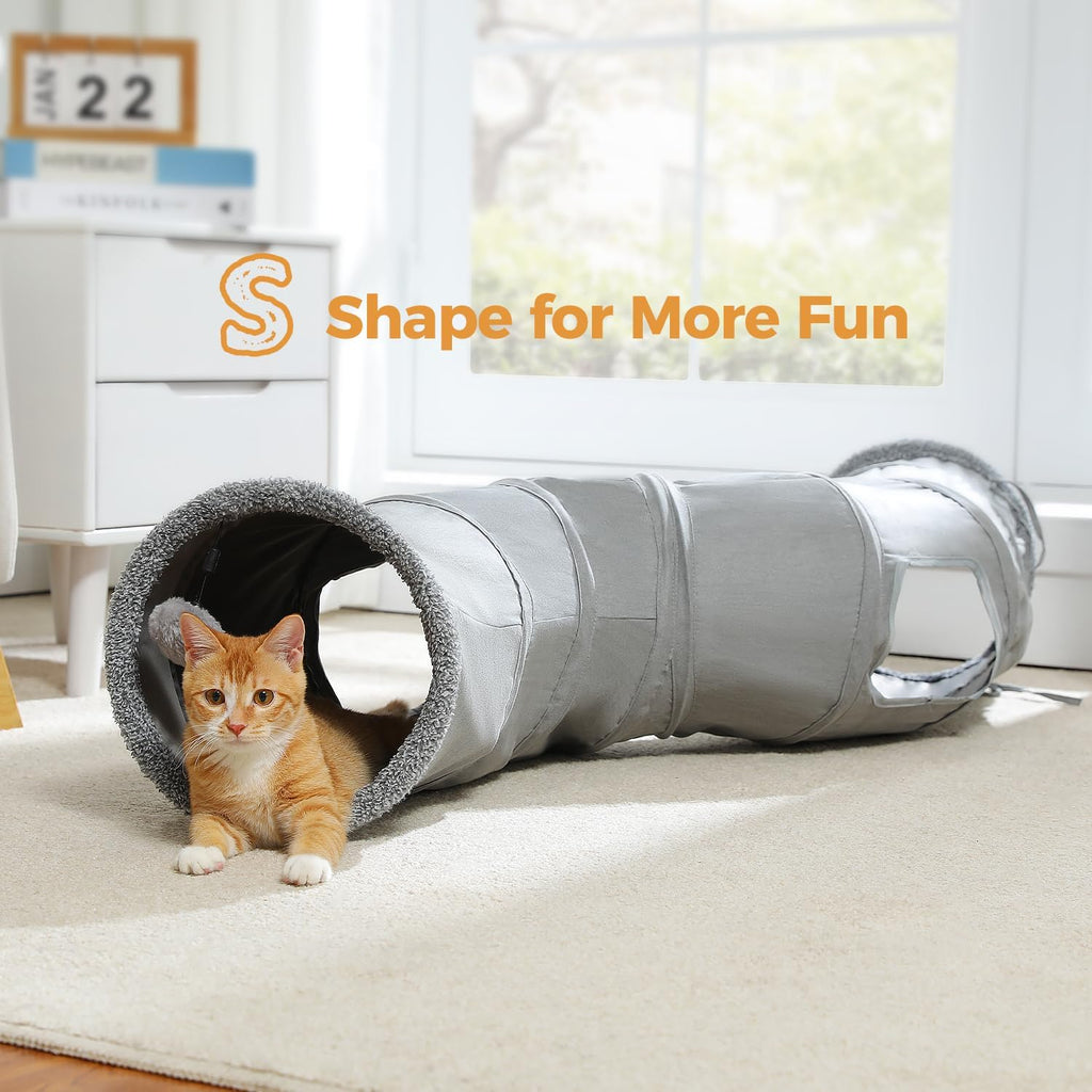 PAWZ Road Cat Tunnel S Shape Cat Tunnels for Large & Indoor Cats 51”Long