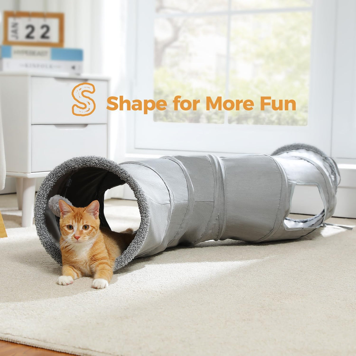 PAWZ Road Cat Tunnel S Shape Cat Tunnels for Large & Indoor Cats 51”Long