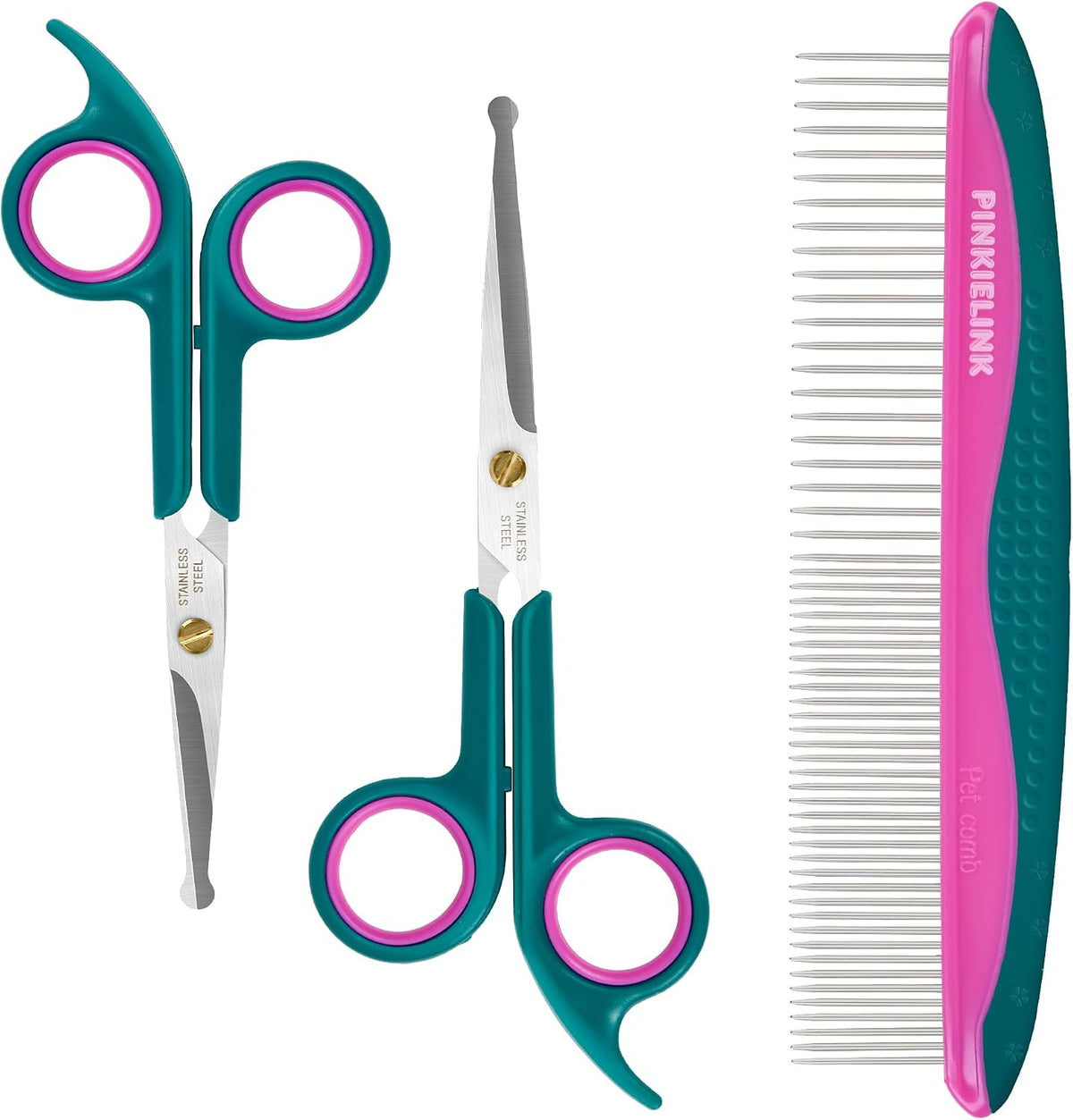 Professional Dog and Cat Grooming Scissors, Pet Grooming Shears, Sharp Stainless Steel Blade With Round Tips - Safety Fu