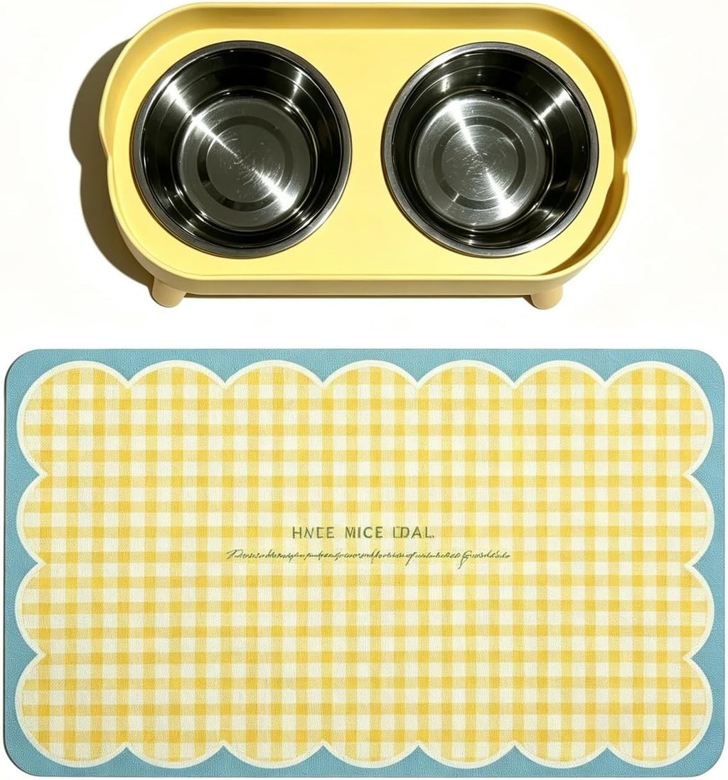 Elevated Dog Bowls with Mat for Small Dogs and Cats, Pink