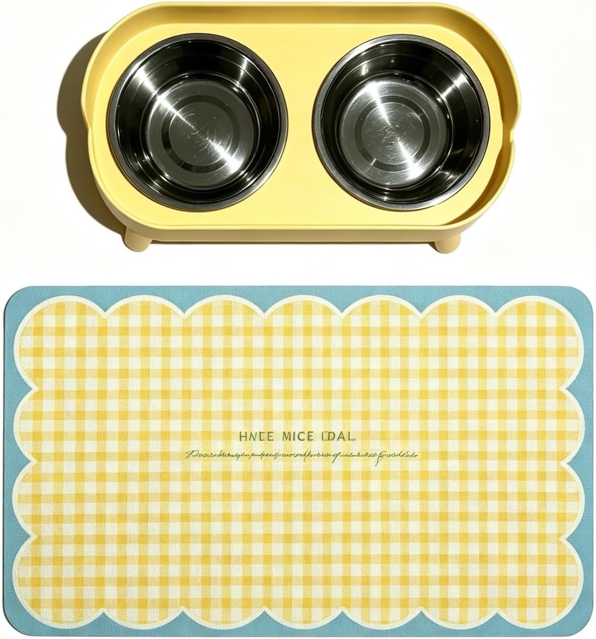 Elevated Dog Bowls with Mat for Small Dogs and Cats, Pink