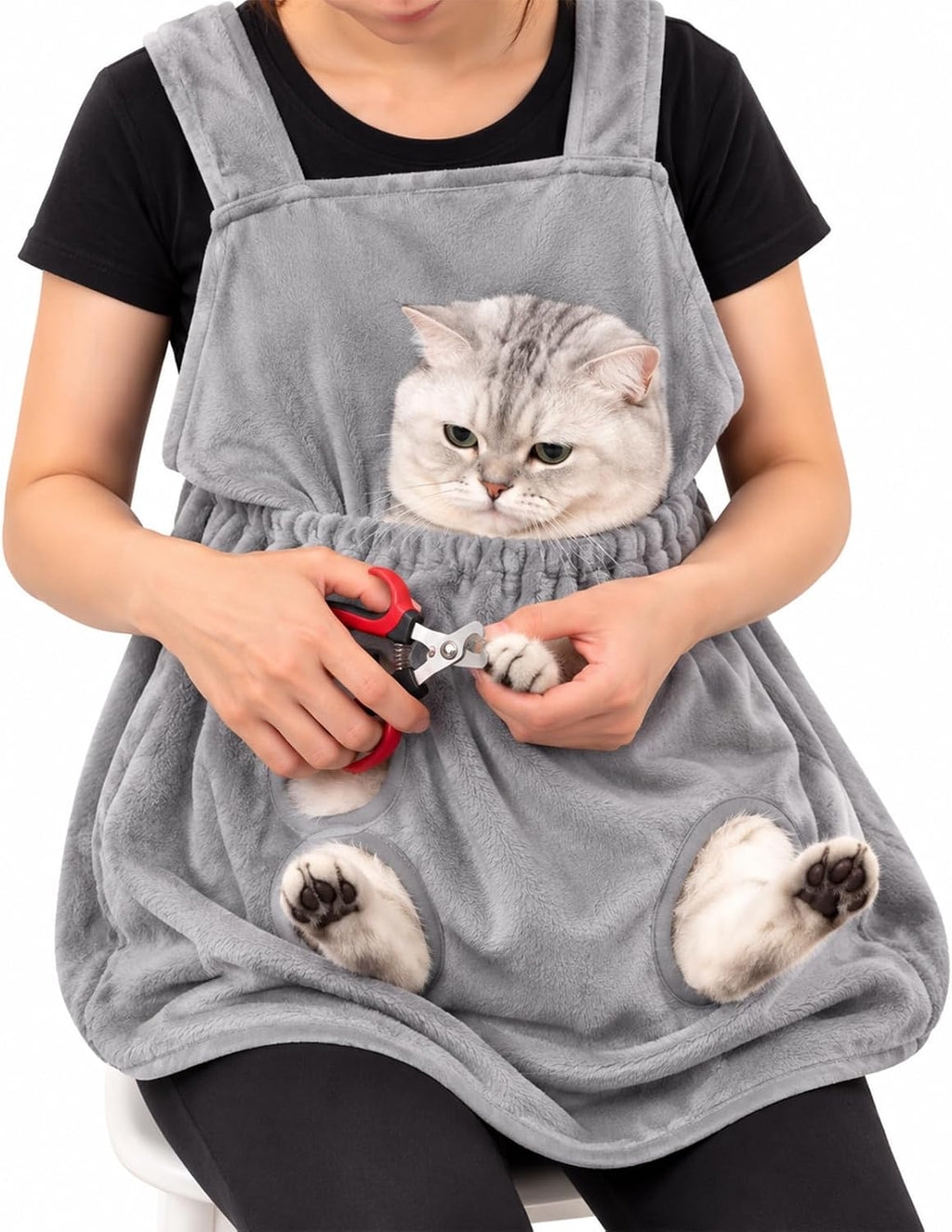 Cat Paw Bath Hammock Grooming Apron for Nail Trimming (B)