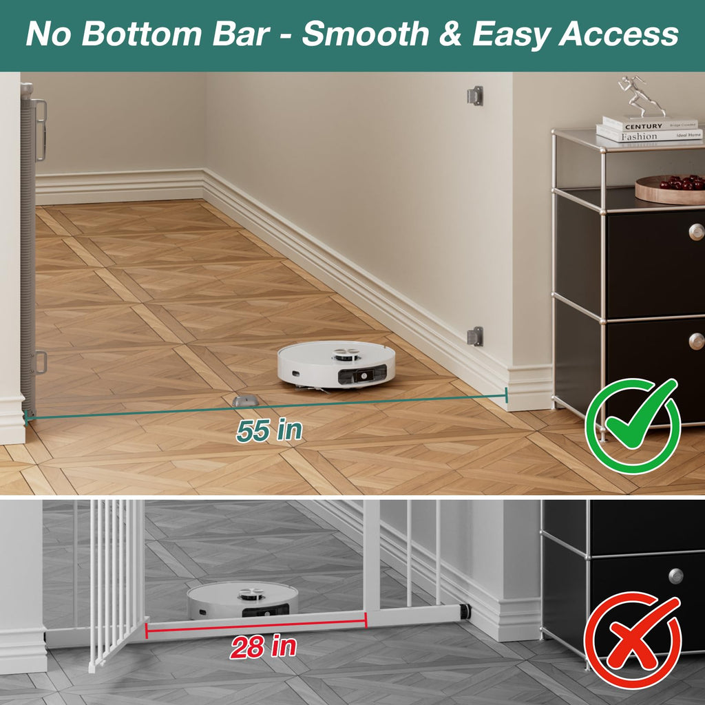 Retractable Baby Gate for Stairs, Dog Gate Indoor 55" Wide × 34" Tall Gray.