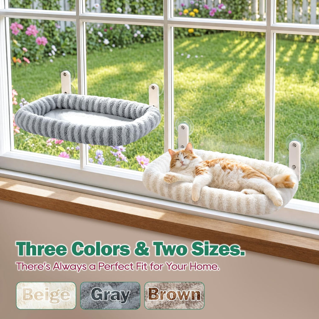 Zakkart Mellow Foldable Cat Window Perch, Upgraded Suction Cups (Beige, M)