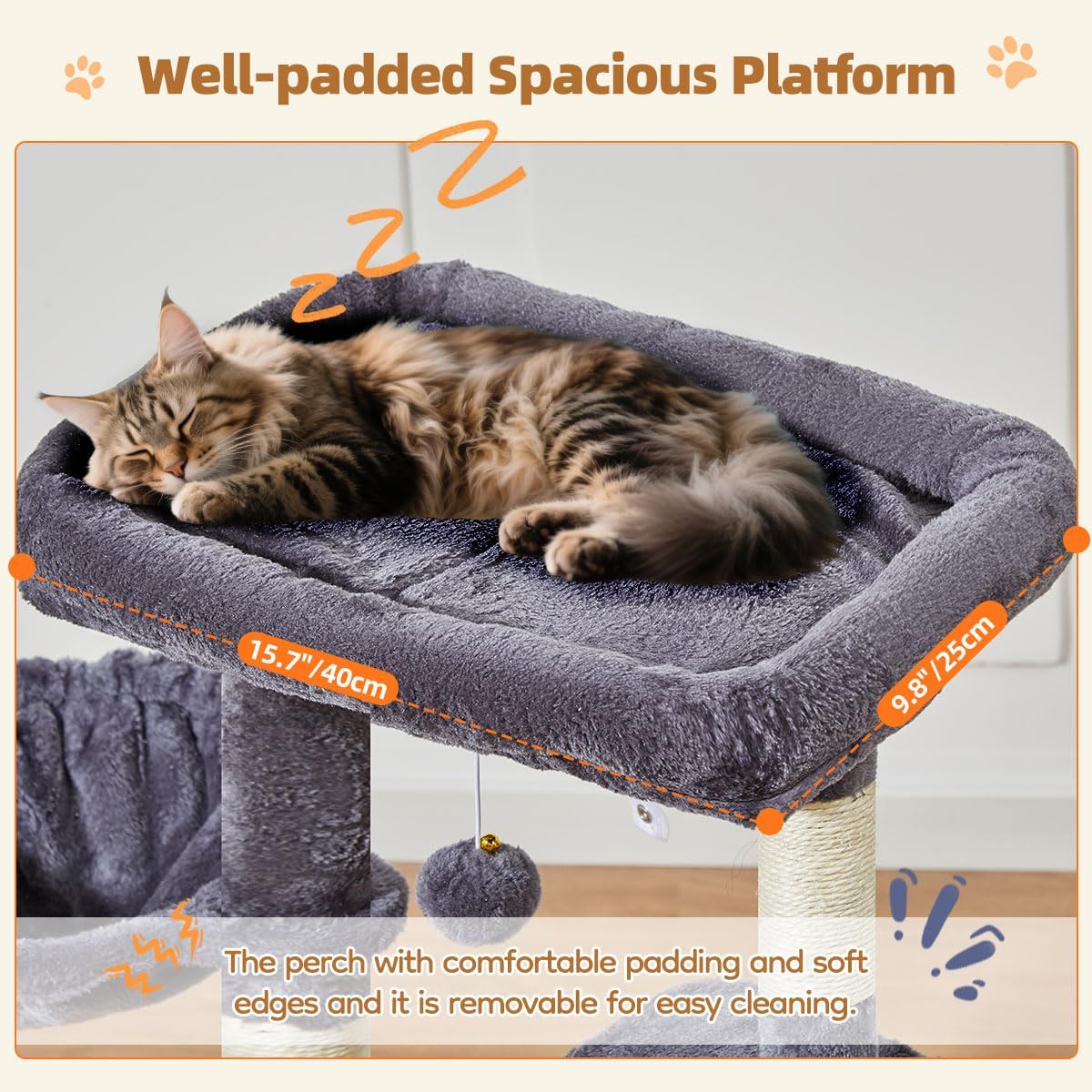 Taoqimiao Cat Tree, 38.5In Cat Tower for Indoor Cats, Suitable for Kittens