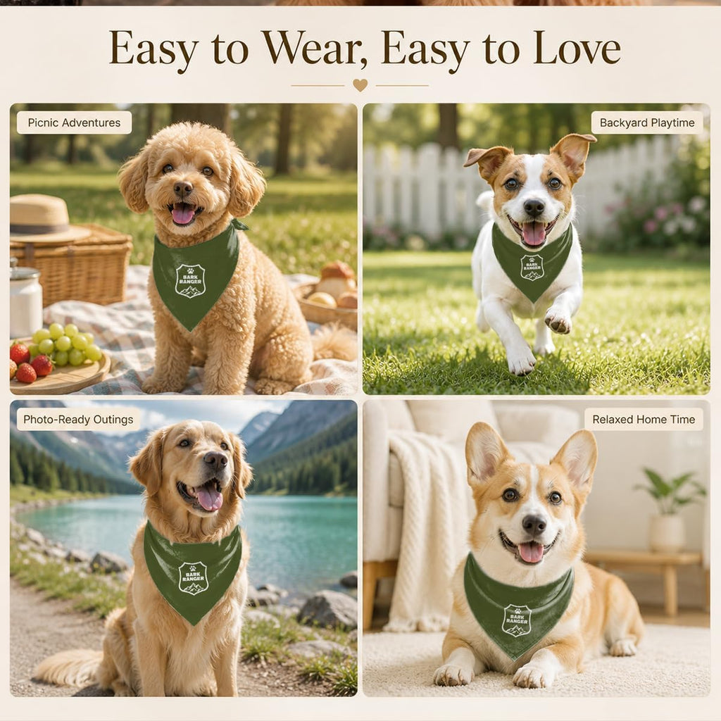 Bark Ranger Dog Bandana, Outdoor Adventure Bibs for Small Medium Dog