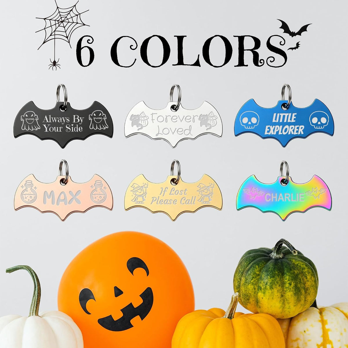 10 pcs Custom Bat Pet ID Tags, Engraved Stainless Steel Dog Cat Tags