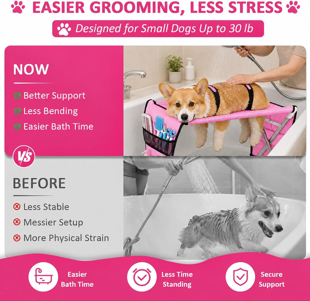 Pet Grooming Hammock for Small Dogs with Stand, Dog Bathing Hammock
