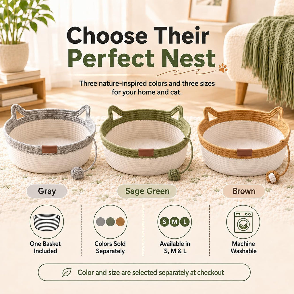 Instinct Basket for Cats - Stimuli Handwoven Cotton Rope Enrichment Bed