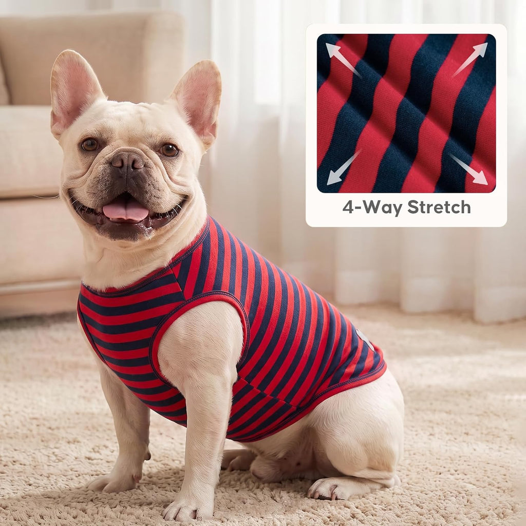 KYEESE 2Pack Cotton Dog Shirt for Small Dogs Soft Striped Tank Top