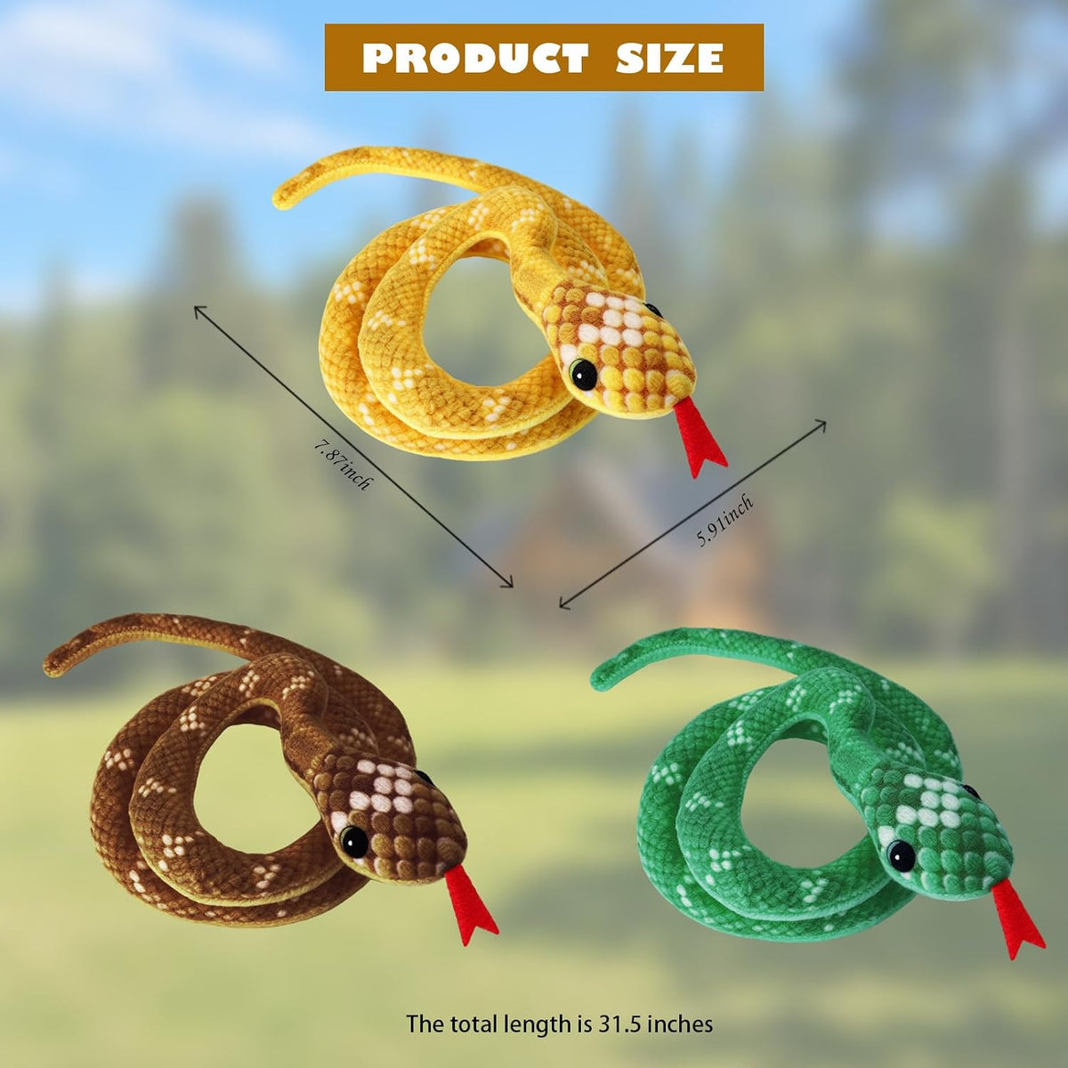 3 Pieces Cat Toys Realistic Snake Catnip Crinkly Sound Toy