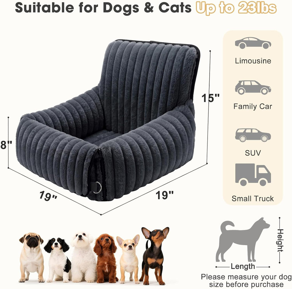 MIXJOY 6-in-1 Dog Car Seat for Small/Medium Dogs up to 23 lbs,Grey