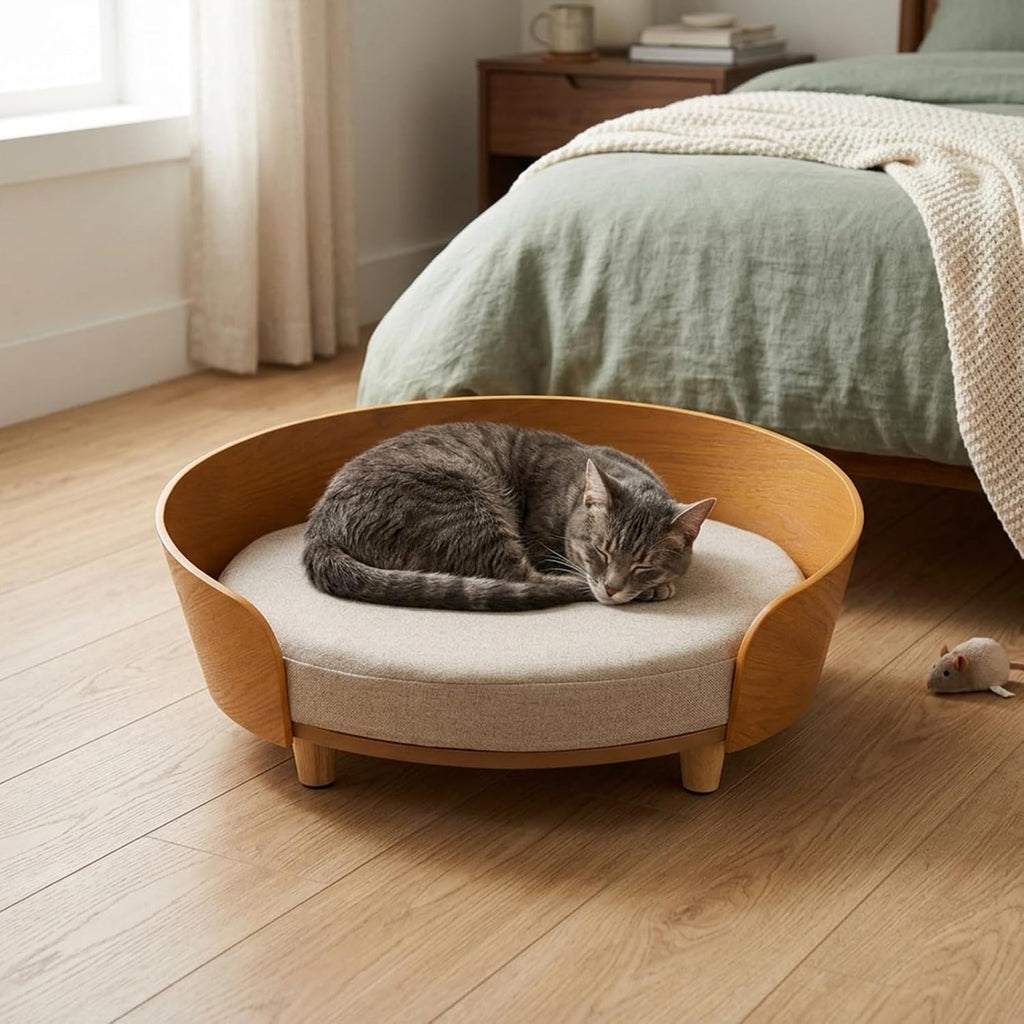 Oval Pet Sofa with Supporting Feet, 19.3x14x7.7in, 22.05lbs Load