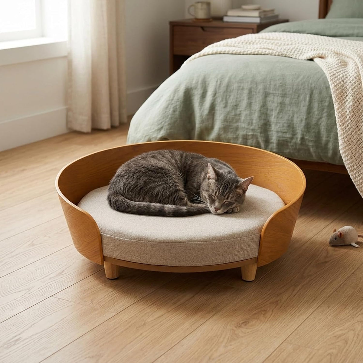 Oval Pet Sofa with Supporting Feet, 19.3x14x7.7in, 22.05lbs Load