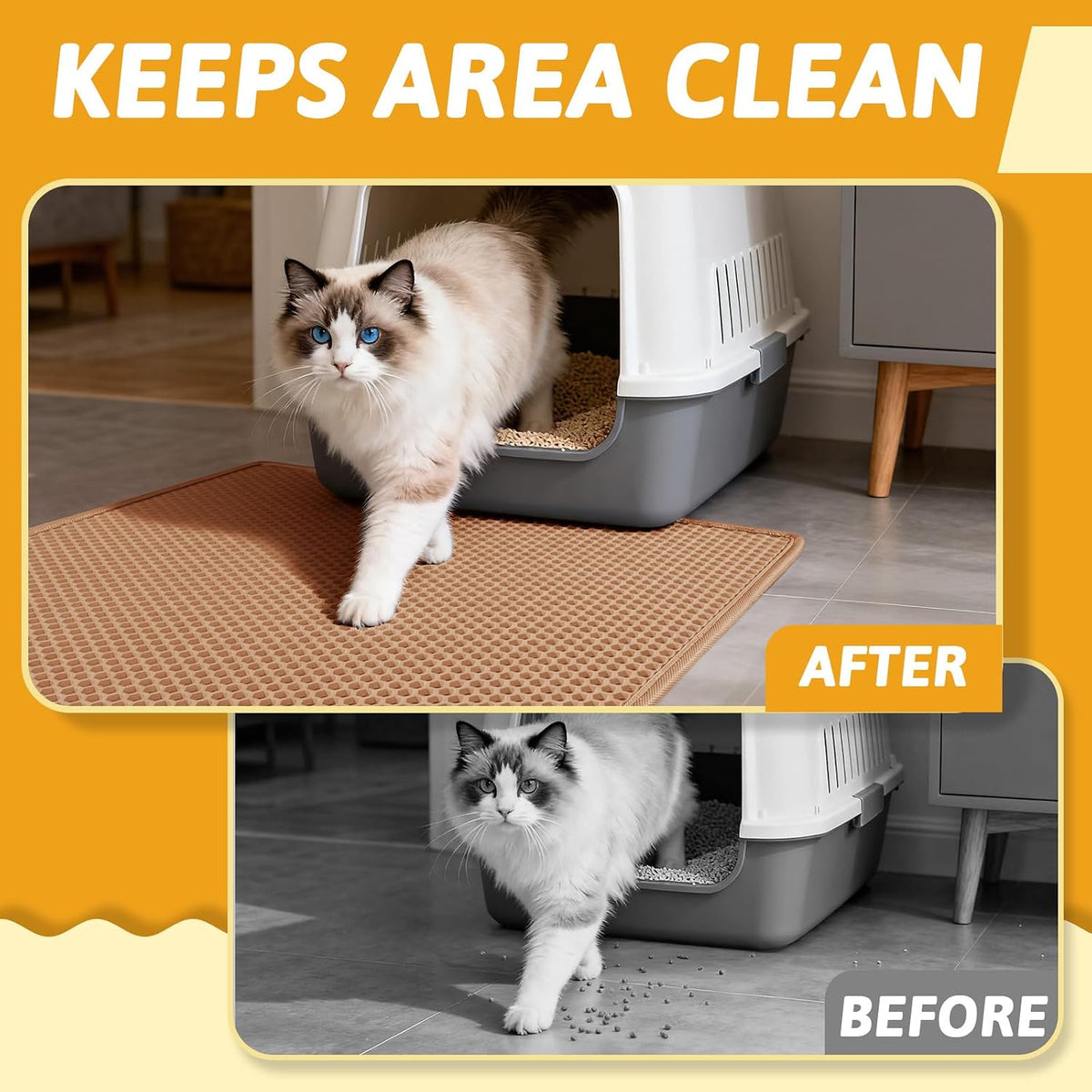 Pieviev Litter Mat, Double-Layer Waterproof Litter Trap, 30" x 24" Brown