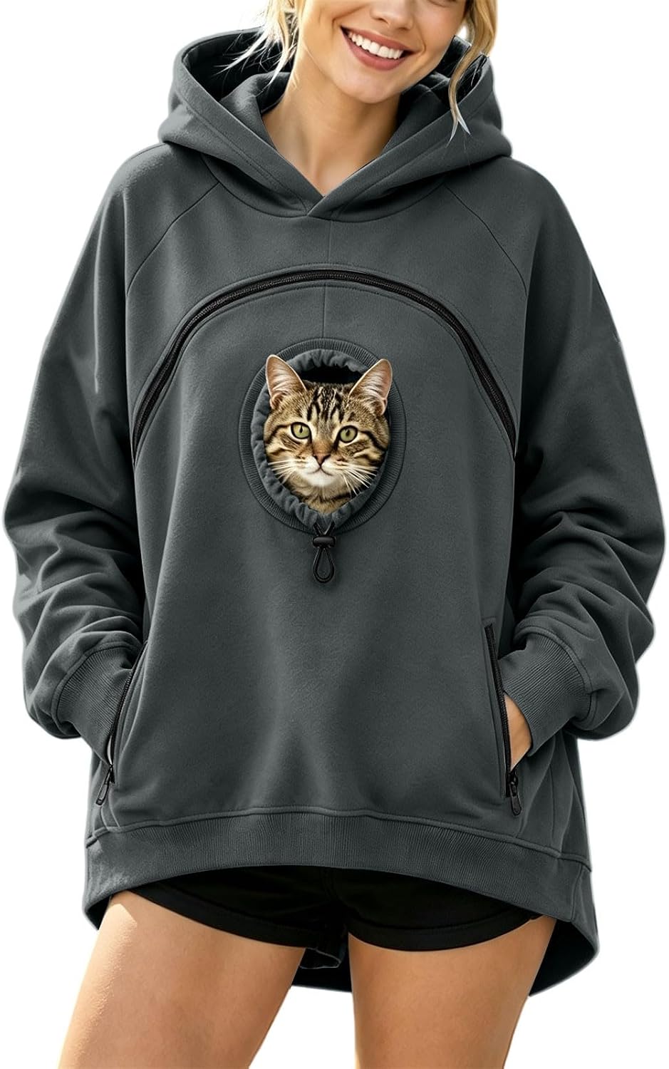 Pet Pouch Hoodie Cat Dog Carrier with Oversized Pouch Pull Pocket