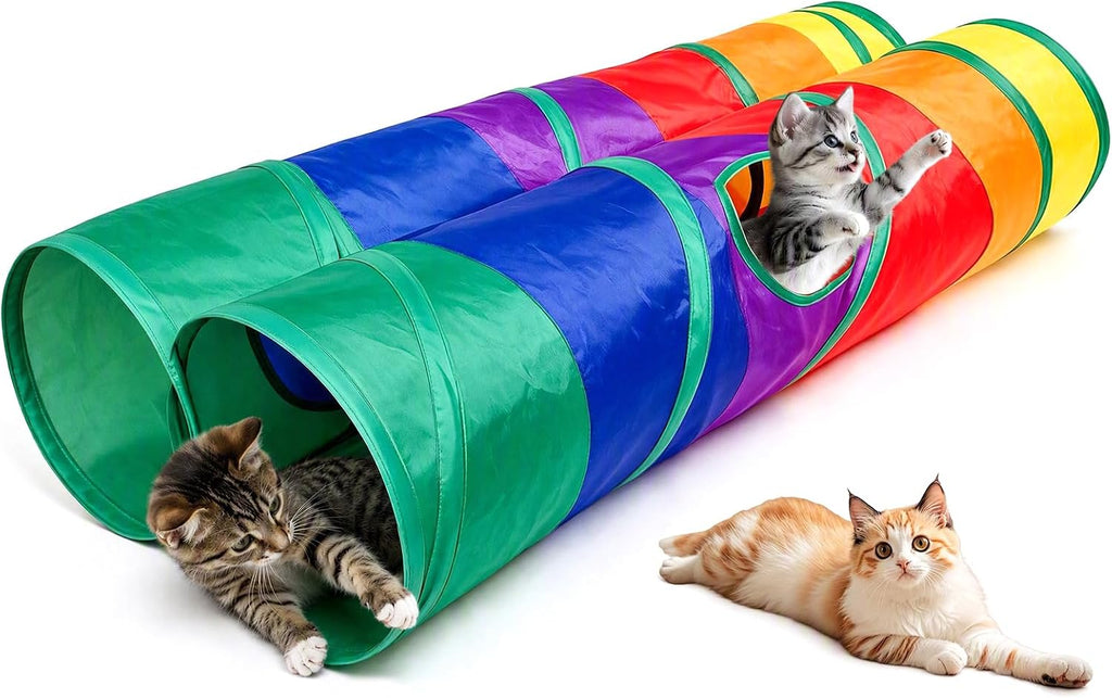iCAGY Cat Tunnel for Indoor Cats Kittens Rabbits, Foldable Tunnel Toys