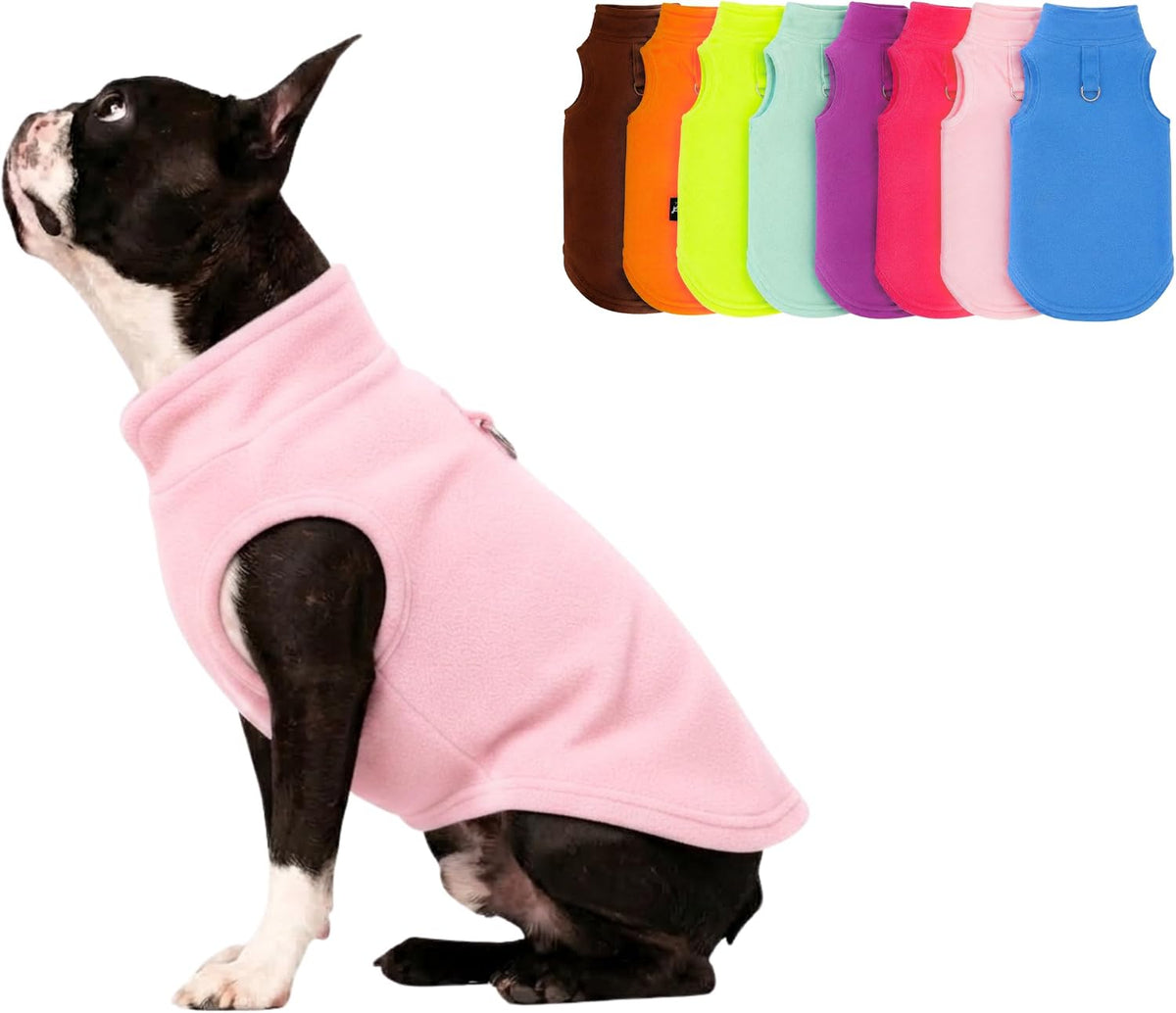 Dog Fleece Vest Sweater with Leash Ring, Purple Medium (6-10lbs)