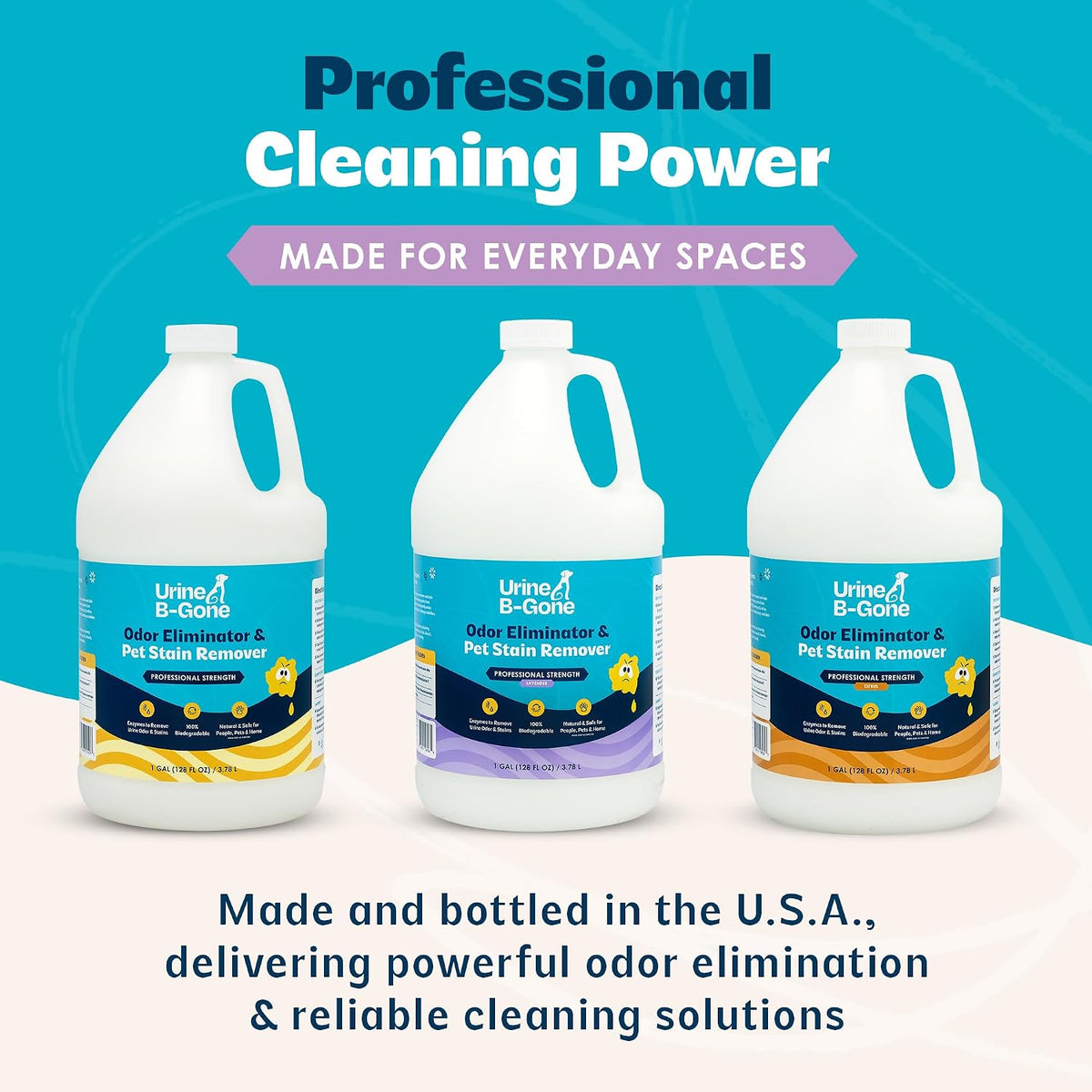 Urine B-Gone Enzyme Cleaner for Human, Cat & Dog Urine, Lavender, 1 Gallon